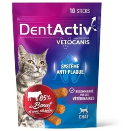 Vetocanis DentActiv 10 Barritas Higiene Bucal Carne de Res para Gatos
