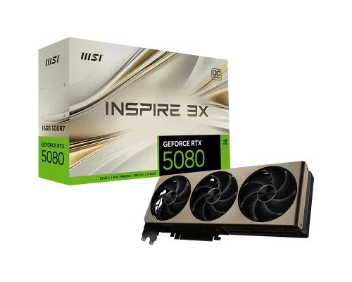 MSI GeForce RTX 5080 16G INSPIRE 3X OC Black GDDR7 16GB MSI GeForce RTX 5080 16G INSPIRE 3X OC Black GDDR7 16GB