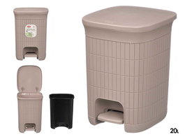 Stefanplast Papelera Domus Gr Greige 20 Litros, Color Beige, Plastico PP, Pedal y Cubo Extraíble, Dimensiones 27x38x31 cm (Set de 6)