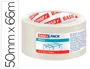 Tesa 66749 Cinta Adhesiva Transparente Basic 66 m x 50 mm - 31 Micras para Embalaje, Precintado de Cajas y Sobres