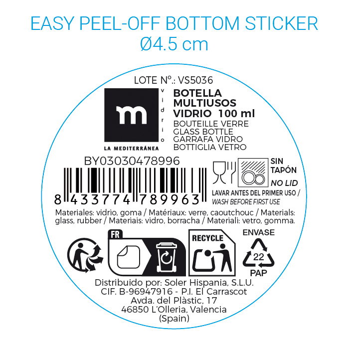 Inde Botella Vidrio Multiusos Redo. 100 ml 5 x 13.9 x 5 cm (24 Unidades) Inde Botella Vidrio Multiusos Redo. 100 ml 5 x 13.9 x 5 cm (24 Unidades)