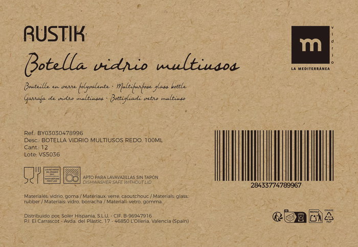 Inde Botella Vidrio Multiusos Redo. 100 ml 5 x 13.9 x 5 cm (24 Unidades) Inde Botella Vidrio Multiusos Redo. 100 ml 5 x 13.9 x 5 cm (24 Unidades)