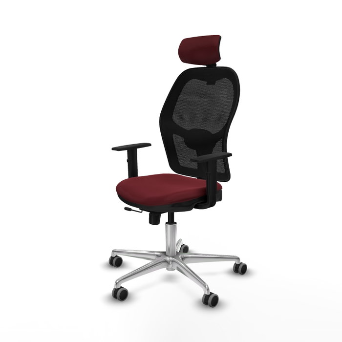 PIQUERAS Y CRESPO Silla de oficina Jorquera con mecanismo Sincro/Traslack Granate y Negro