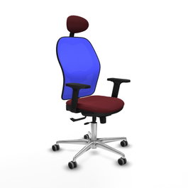 PIQUERAS Y CRESPO Silla de oficina Jorquera con mecanismo Sincro/Traslack, Granate y Azul