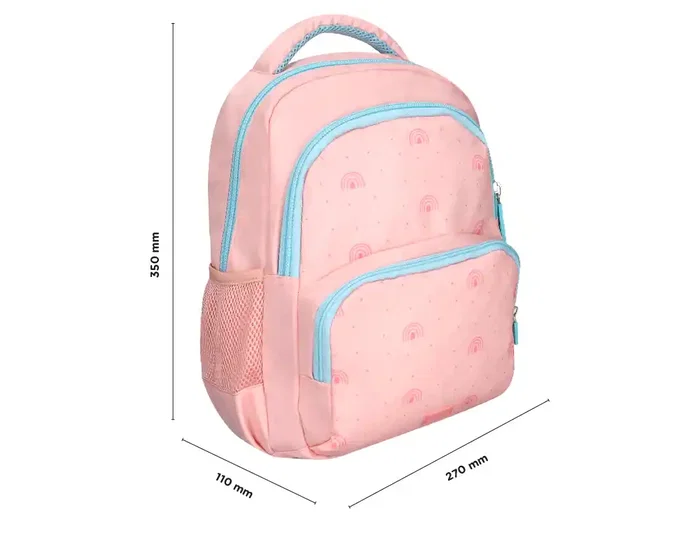 Liderpapel Mochila Escolar Multibolsillo Infantil Rosa Rainbows 350x110x270 mm