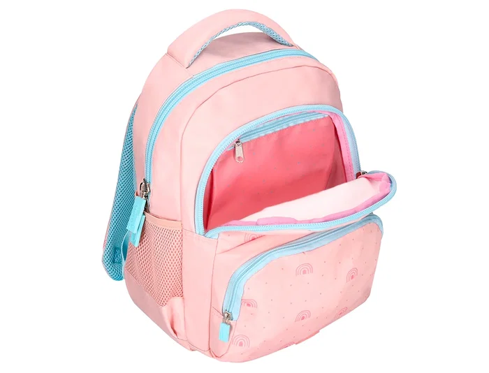 Liderpapel Mochila Escolar Multibolsillo Infantil Rosa Rainbows 350x110x270 mm