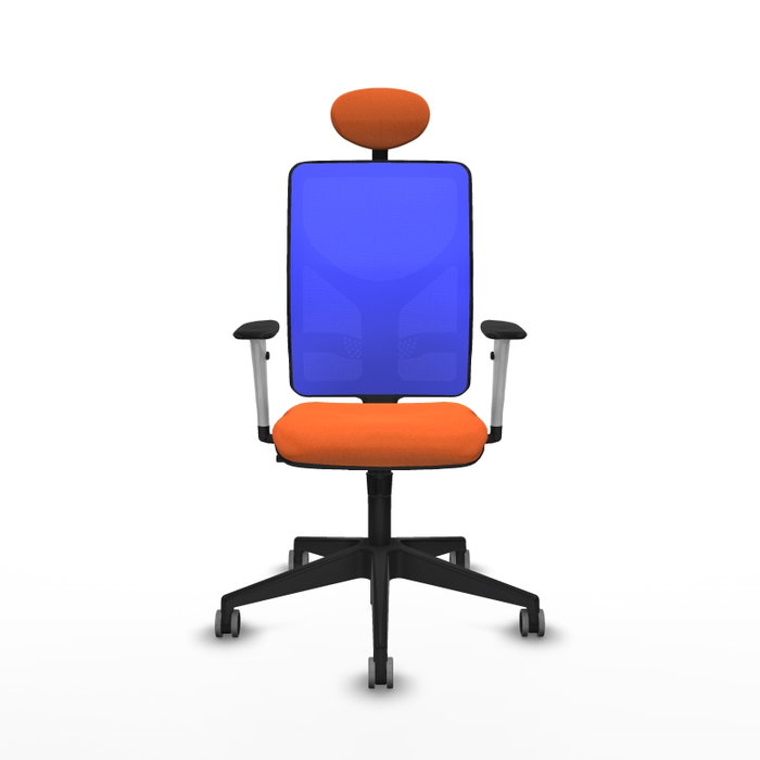 PIQUERAS Y CRESPO Silla de oficina Motilla con mecanismo Sincro, Malla Azul y Tela Naranja PIQUERAS Y CRESPO Silla de oficina Motilla con mecanismo Sincro, Malla Azul y Tela Naranja