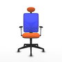 PIQUERAS Y CRESPO Silla de oficina Motilla con mecanismo Sincro, Malla Azul y Tela Naranja