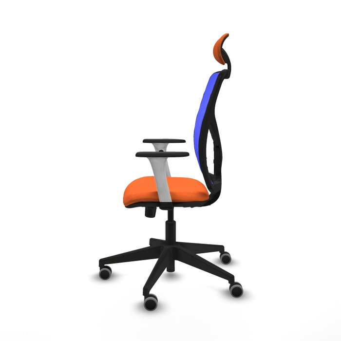 PIQUERAS Y CRESPO Silla de oficina Motilla con mecanismo Sincro, Malla Azul y Tela Naranja PIQUERAS Y CRESPO Silla de oficina Motilla con mecanismo Sincro, Malla Azul y Tela Naranja