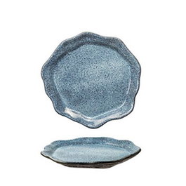 Summa Oyster Granilla Plato Llano Azul-Negro - Plato de Gres Vitrificado, 21 cm (Set de 6)