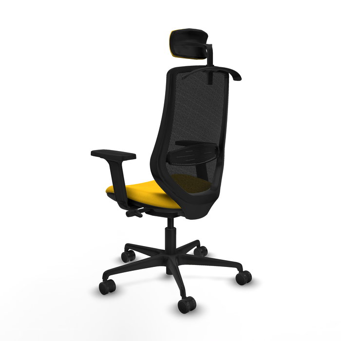 Silla de oficina Mardos con mecanismo Sincro/Traslack tapizada con Tela color Amarillo y malla color Negro. Equipada con lumbar 1D, Brazos 2D, Cabecero 2D y Ruedas 65mm nailon Silla de oficina Mardos con mecanismo Sincro/Traslack tapizada con Tela color Amarillo y malla color Negro. Equipada con lumbar 1D, Brazos 2D, Cabecero 2D y Ruedas 65mm nailon