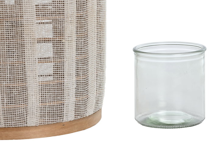 DKD Home Decor Portavelas de Bambú y Lino Asa Natural Crudo