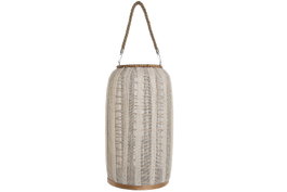 DKD Home Decor Portavelas de Bambú y Lino Asa Natural Crudo