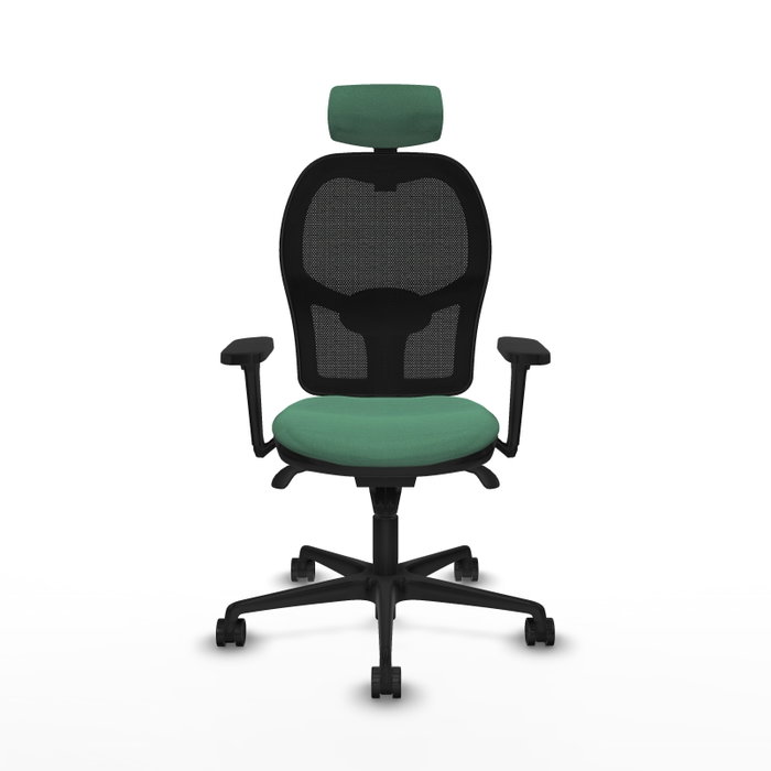 PIQUERAS Y CRESPO Silla de oficina Jorquera con mecanismo Sincro, Tela Verde Esmeralda y Malla Negra PIQUERAS Y CRESPO Silla de oficina Jorquera con mecanismo Sincro, Tela Verde Esmeralda y Malla Negra
