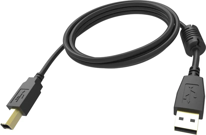 Vision 5MUSB/BL Cable USB 2.0 A a B de 5 Metros, 480 Mbps, Conectores Chapados en Oro, Blindaje y Núcleo de Ferrita, Negro