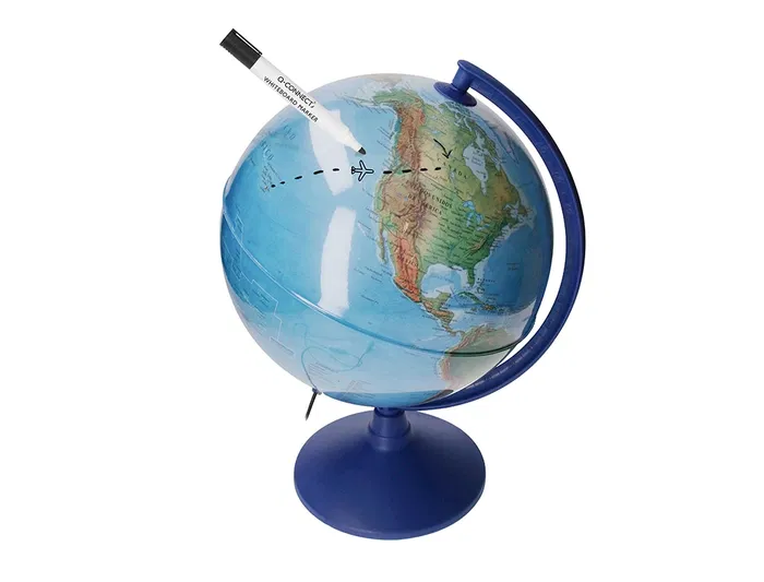 Liderpapel Globo terráqueo con luz físico y político escribible diámetro 30 cm