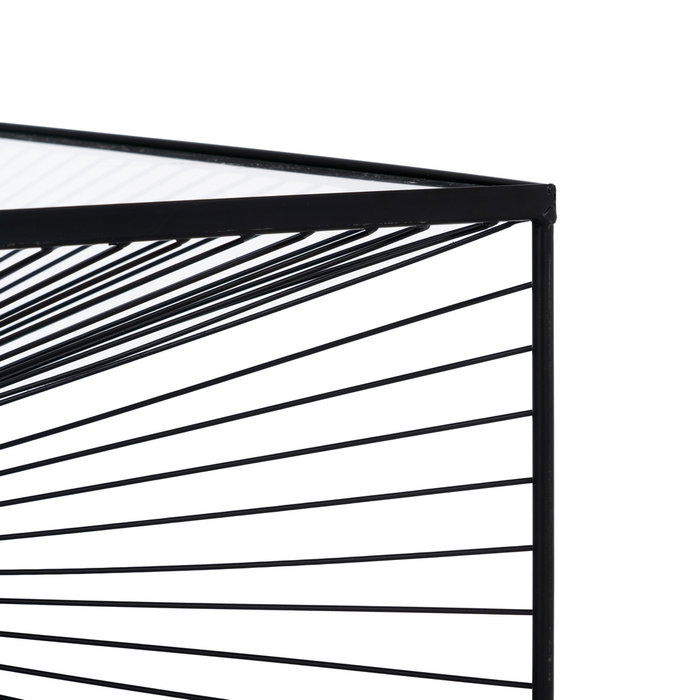 Mesa Centro Negro Metal-Cristal 80,50 X 80,50 X 38 cm