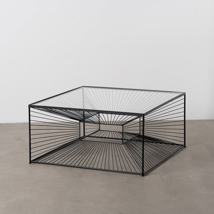 Mesa Centro Negro Metal-Cristal 80,50 X 80,50 X 38 cm