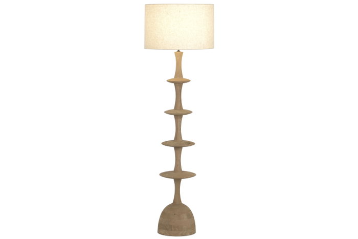 DKD Home Decor Lámpara de Pie Mango y Lino Natural/Beige