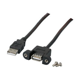 EFB Elektronik Cable de extensión USB 2.0 A-A, toma de empotrar, 1m, Negro