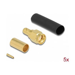 DeLOCK RP-SMA macho para engarzar LMR200 con tubo termorretráctil, 5 unidades