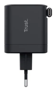 Trust Cargador USB-C Pared 65W con Cable Retráctil - Carga Rápida Power Delivery - Protección Sobrecalentamiento/Sobrecarga - 1 Puerto, Color Negro, Universal