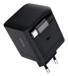 Trust Maxo Cargador de Pared USB-C 65W con Cable Retráctil Negro