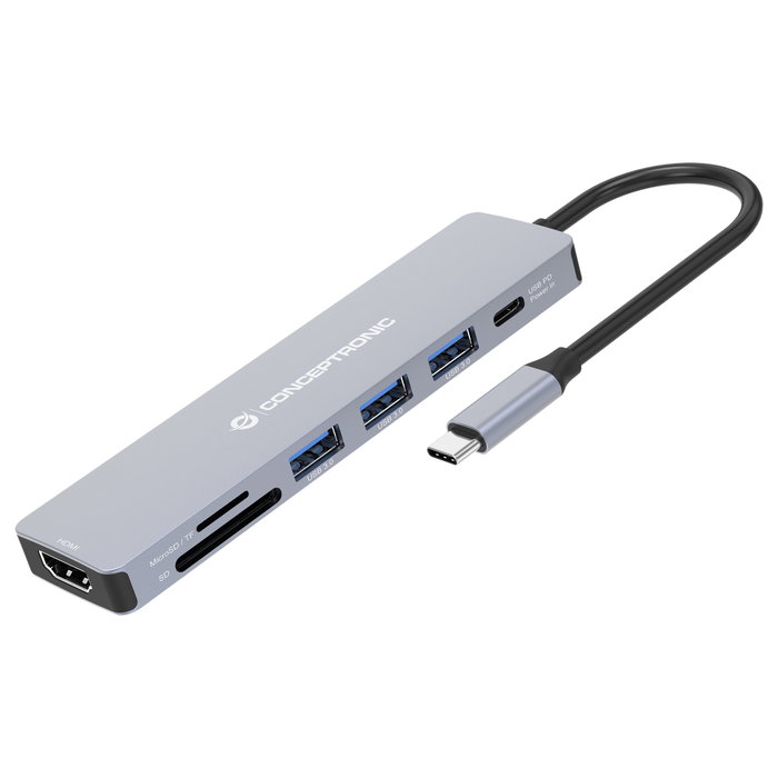 Conceptronic DONN19G Hub USB-C 7 en 1 con HDMI 4K y PD 100W Conceptronic DONN19G Hub USB-C 7 en 1 con HDMI 4K y PD 100W