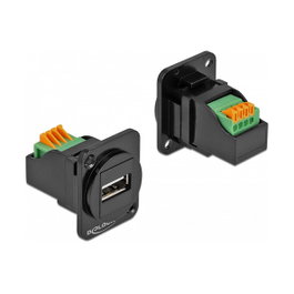 DeLOCK Módulo USB 2.0 Tipo-A hembra a terminales 86734 Negro