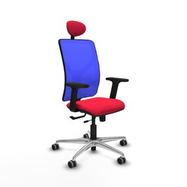 PIQUERAS Y CRESPO Silla de oficina Motilla con mecanismo Sincro/Traslack, Rojo y Azul