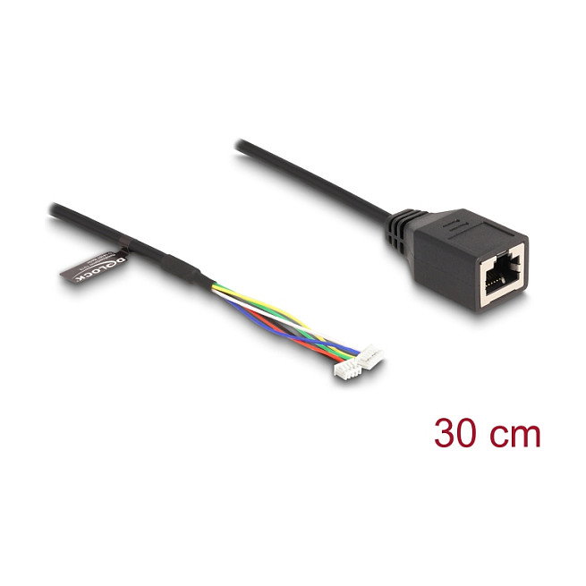 DeLOCK Cable de red RJ45 hembra a conectores de postes 1,25 mm (4 y 6 pines) Cat.5e 30 cm Negro
