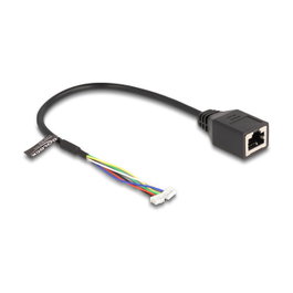 DeLOCK Cable de red RJ45 hembra a conectores de postes 1,25 mm (4 y 6 pines) Cat.5e 30 cm Negro