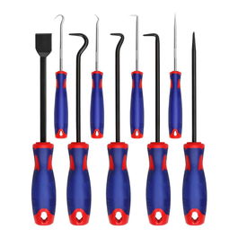 WORKPRO Juego de 9 Piezas de Puas y Ganchos de Precisión con Mango - 4 Mini (16 cm) y 4 Estándar (25 cm) Incluye Pala Plana