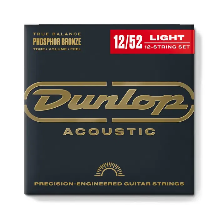 Dunlop Juego Acústica Phosphor Bronze Medium 12 Cuerdas 12-52 para Guitarra Acústica