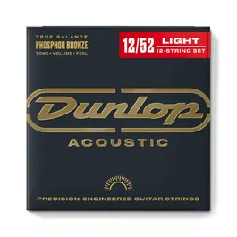 Dunlop Juego Acústica Phosphor Bronze Medium 12 Cuerdas 12-52 para Guitarra Acústica