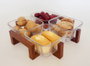 DKD Home Decor Set de 4 Aperitivos de Cristal y Acacia 300ml