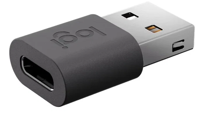 Logitech 956-000169 Adaptador USB USB-C Tipo C Hembra a USB-A Macho, Conector Derecho, Color Grafito