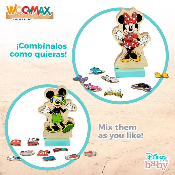 WOOMAX Juego Magnético de Madera Vestidos Minnie Disney