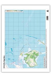 CUMIO Paquete de 50 Mapas Mudos de Oceanía Físicos