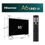 Hisense 85E6NT 85" (215 cm) Smart TV 4K UHD LED, HDR10+, Dolby Vision, VIDAA U7.6, WiFi, Bluetooth, 3xHDMI 2.0, Negro