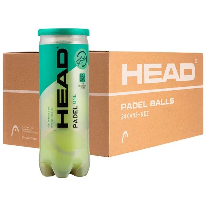 HEAD Pelotas de Pádel Padel One, Alto Rendimiento y Control, Cajón de 24 Botes (Pack de 3 Unidades, 72 Bolas en Total)