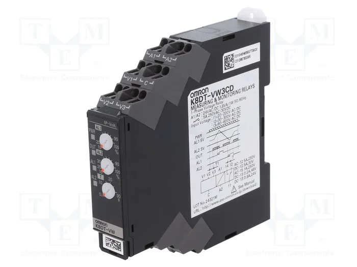 OMRON Relé de monitorización de tensión K8DT-VW3CD 24VAC/24VDC OMRON Relé de monitorización de tensión K8DT-VW3CD 24VAC/24VDC
