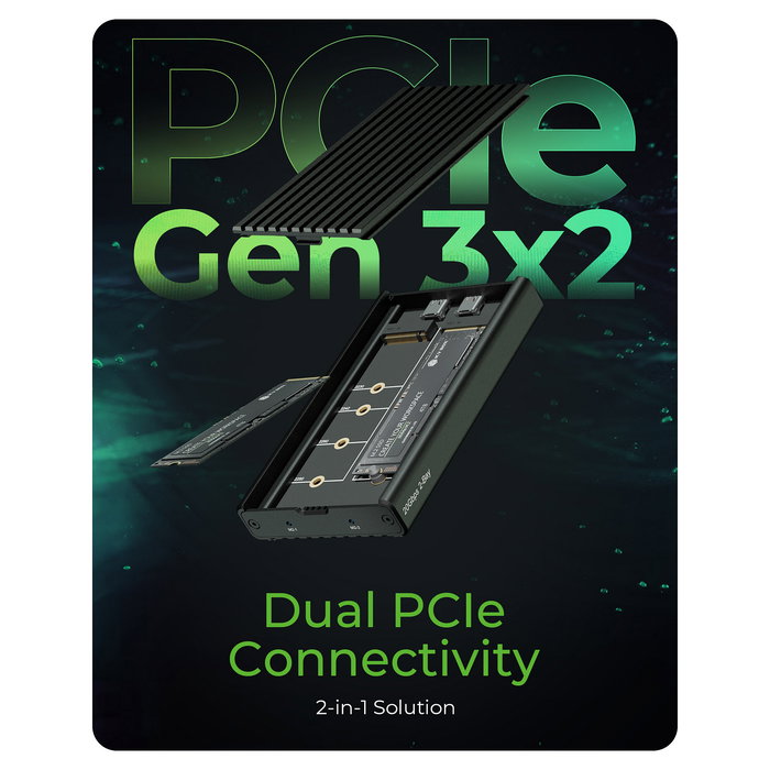 ICY BOX IB-2817M-C32 Caja Externa para 2 SSD M.2 NVMe PCIe, USB 3.2 Gen 2x2 Tipo-C 20 Gbit/s, Montaje sin Herramientas, Aluminio Negro