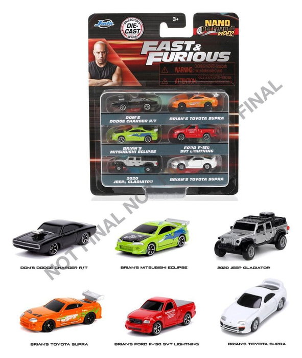 Jada Toys A Todo Gas Pack de 6 Nano Cars Fast & Furious Jada Toys A Todo Gas Pack de 6 Nano Cars Fast & Furious