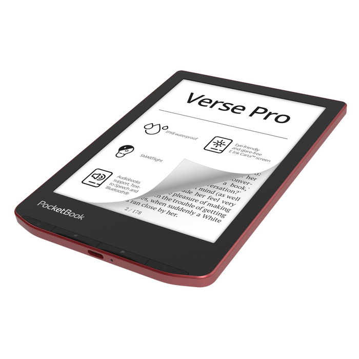 PocketBook Verse Pro - Lector de eBooks 6" con Audiolibros Bluetooth, SMARTlight, Resistente al Agua IPX8, 16 GB, Color Azure o Passion Red PocketBook Verse Pro - Lector de eBooks 6" con Audiolibros Bluetooth, SMARTlight, Resistente al Agua IPX8, 16 GB, Color Azure o Passion Red