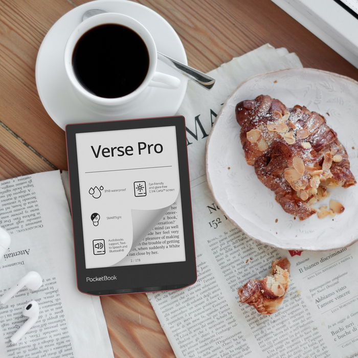 PocketBook Verse Pro - Lector de eBooks 6" con Audiolibros Bluetooth, SMARTlight, Resistente al Agua IPX8, 16 GB, Color Azure o Passion Red PocketBook Verse Pro - Lector de eBooks 6" con Audiolibros Bluetooth, SMARTlight, Resistente al Agua IPX8, 16 GB, Color Azure o Passion Red