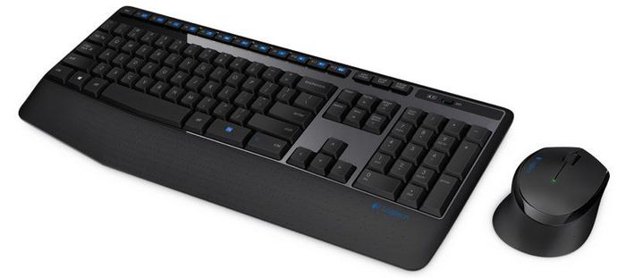 Logitech MK345 Combo Teclado y Ratón Inalámbrico Cómodo con Reposamuñecas y Diseño Resistente a Salpicaduras