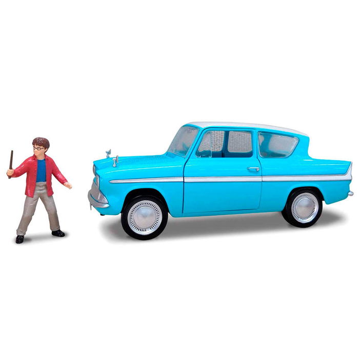 Jada Toys Figura Harry Potter + Coche Ford Anglia Metal Puertas Abren Rueda Libre 4cm