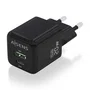 AISENS Cargador GaN USB 20W PD3.0 QC3.0 2 Puertos (1x Tipo-C, 1x USB-A) Negro para Móvil y Laptop, ASCH-20W2P011-BK