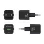 AISENS Cargador GaN USB 20W PD3.0 QC3.0 2 Puertos (1x Tipo-C, 1x USB-A) Negro para Móvil y Laptop, ASCH-20W2P011-BK